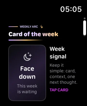 AstroMate watch card of the week screen